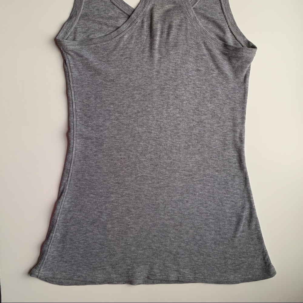 BCBGMaxAzria Gray Ribbed Racerback Tank Top - Picture 6 of 6